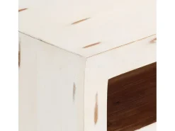 Mueble de TV madera de acacia maciza blanco 110x30x40 cm