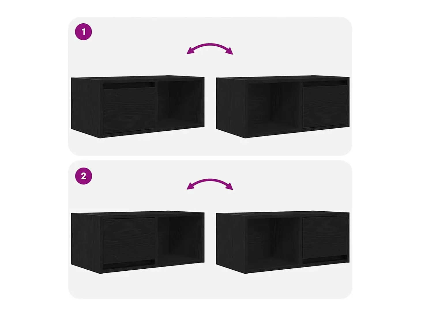 Mueble de TV madera de ingeniería roble negro 60x31x25,5 cm