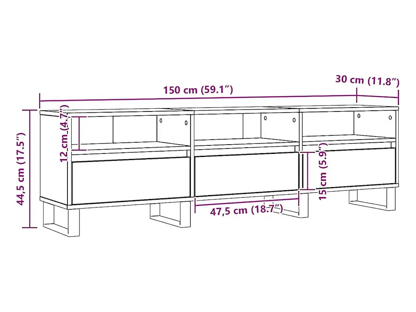 Mueble de TV madera de ingeniería roble artisan 150x30x44,5 cm