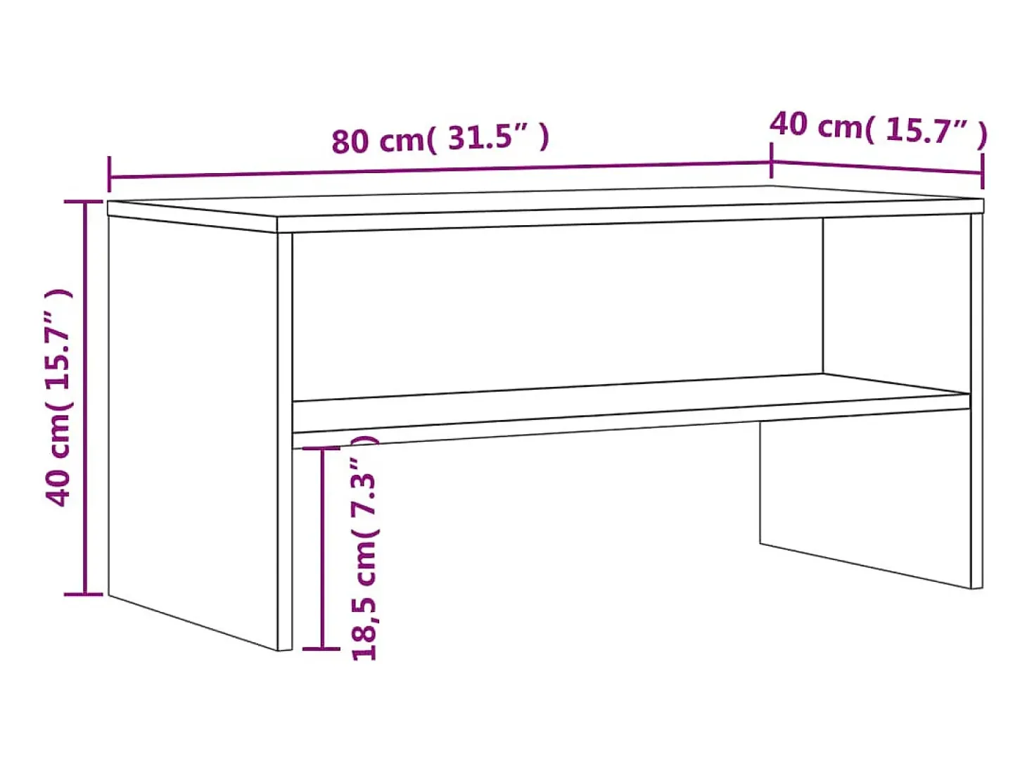 Mueble de TV madera de ingeniería roble ahumado 80x40x40 cm