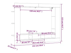 Mueble de TV madera de ingeniería gris Sonoma 152x22x113 cm