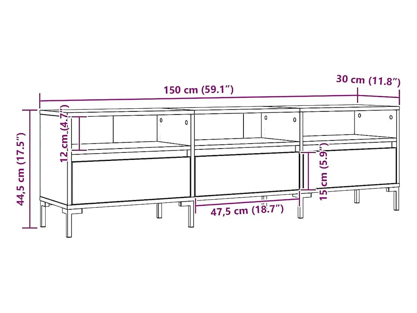 Mueble de TV madera de ingeniería roble artisan 150x30x44,5 cm