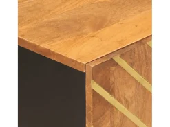 Mueble de TV madera de mango marrón negro 80x31,5x46 cm