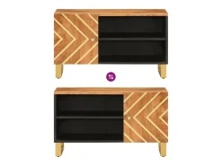 Mueble de TV madera de mango marrón negro 80x31,5x46 cm