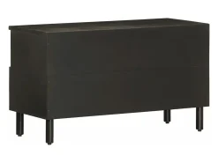 Mueble de TV madera maciza de mango negro 80x33x46 cm