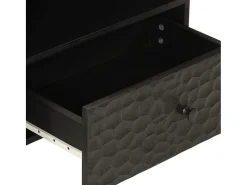 Mueble de TV madera maciza de mango negro 80x33x46 cm