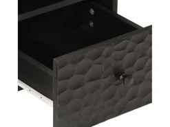 Mueble de TV madera maciza de mango negro 70x33x46 cm