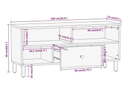 Mueble de TV madera maciza de mango 100x33x46 cm