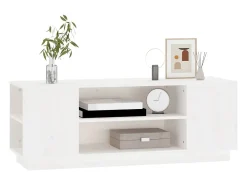 Mueble de TV madera maciza de pino blanco 110x35x40,5 cm