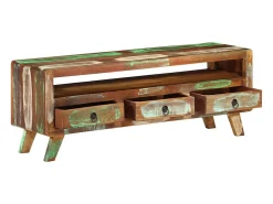 Mueble de TV madera maciza reciclada multicolor 110x30x40 cm