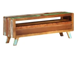 Mueble de TV madera maciza reciclada multicolor 110x30x40 cm