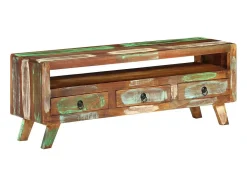 Mueble de TV madera maciza reciclada multicolor 110x30x40 cm