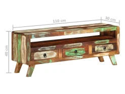 Mueble de TV madera maciza reciclada multicolor 110x30x40 cm