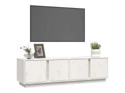 Mueble de TV madera maciza de pino blanco 140x40x40 cm