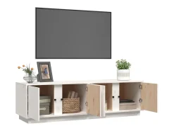 Mueble de TV madera maciza de pino blanco 140x40x40 cm