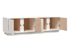 Mueble de TV madera maciza de pino blanco 140x40x40 cm