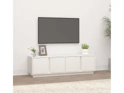 Mueble de TV madera maciza de pino blanco 140x40x40 cm