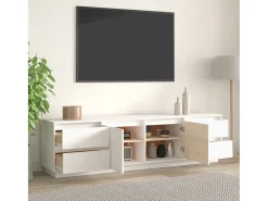 Mueble de TV madera maciza de pino blanco 176x37x47,5 cm