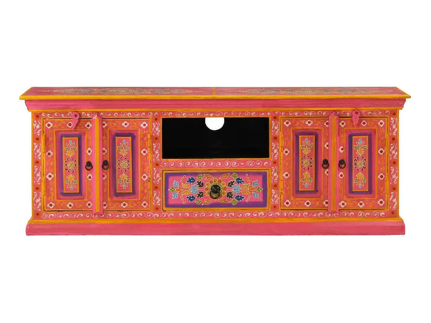 Mueble de TV madera maciza de mango rosa 110x30x40 cm ES22217