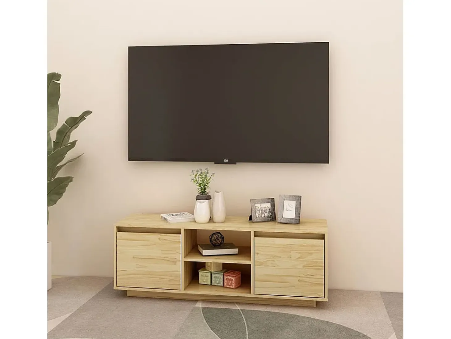 Mueble de TV madera maciza de pino 110x30x40 cm