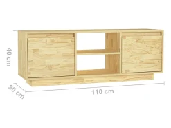 Mueble de TV madera maciza de pino 110x30x40 cm