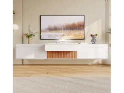 Mueble de TV moderno - 180 x 34 x 30 cm - diseño único - con 4 puertas - aglomerado - blanco