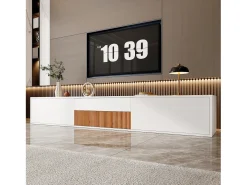 Mueble de TV moderno - 180 x 34 x 30 cm - diseño único - con 4 puertas - aglomerado - blanco
