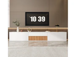 Mueble de TV moderno - 180 x 34 x 30 cm - diseño único - con 4 puertas - aglomerado - blanco