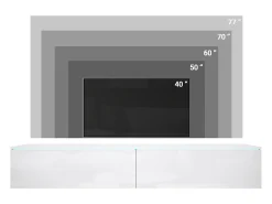 Mueble de TV moderno 180 cm para salón – 2 puertas, sin tiradores, acabado mate, para colocar o colgar, verde bruma