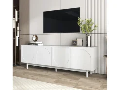 Mueble de TV moderno con 4 puertas - 175x38x56cm - Tablero de partículas - blanco