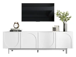 Mueble de TV moderno con 4 puertas - 175x38x56cm - Tablero de partículas - blanco