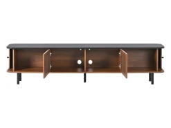 Mueble de TV moderno 190x35x45 cm - 2 puertas correderas y 2 puertas de tela metálica - Marrón