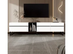 Mueble de TV moderno 180x38x45 cm - 3 puertas - con estantes abiertos - Blanco