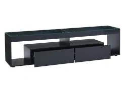 Mueble de TV para salón 180x40x46cm - Mueble de TV con 2 cajones e iluminación LED - apto para TV de 70 pulgadas - negro
