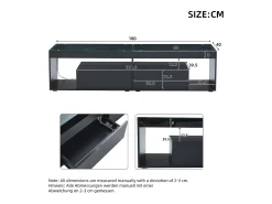 Mueble de TV para salón 180x40x46cm - Mueble de TV con 2 cajones e iluminación LED - apto para TV de 70 pulgadas - negro