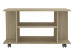 Mueble de TV ruedas madera contrachapada color roble 80x40x40cm