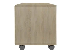 Mueble de TV ruedas madera contrachapada color roble 90x35x35cm