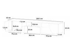 Mueble de TV salón 220 x 43 cm pared diseño moderno Fergus Report