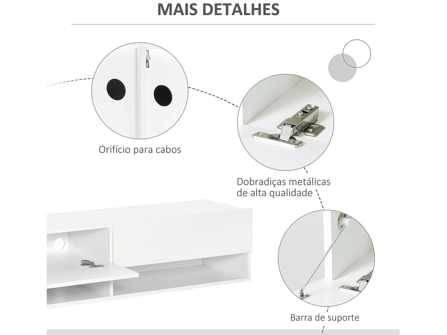 Mueble de TV Sirena Homcom 2 compartimentos y 2 armarios blanco 31x140x32 cm