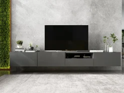 Mueble de TV suspendido con 1 puerta y nicho, cajón - cuerpo Grafito mate, frentes Grafito mate - 120 cm