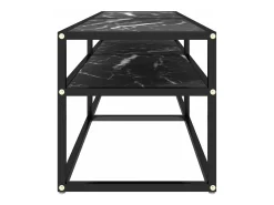 Mueble de TV vidrio templado color mármol negro 140x40x40,5 cm