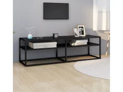 Mueble de TV vidrio templado color mármol negro 140x40x40,5 cm