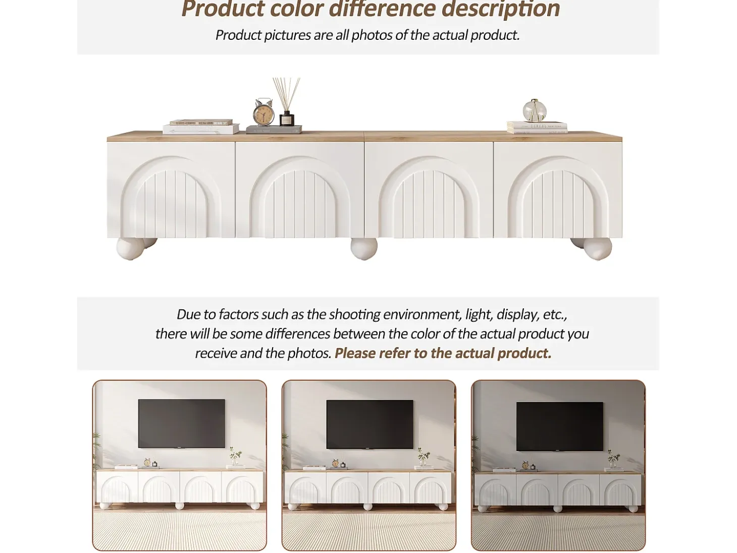 Mueble de TV 180x40x45 cm - 4 puertas - diseño moderno - MDF - Blanco + Natural