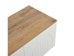 Mueble de TV 180x40x45 cm - 4 puertas - diseño moderno - MDF - Blanco + Natural
