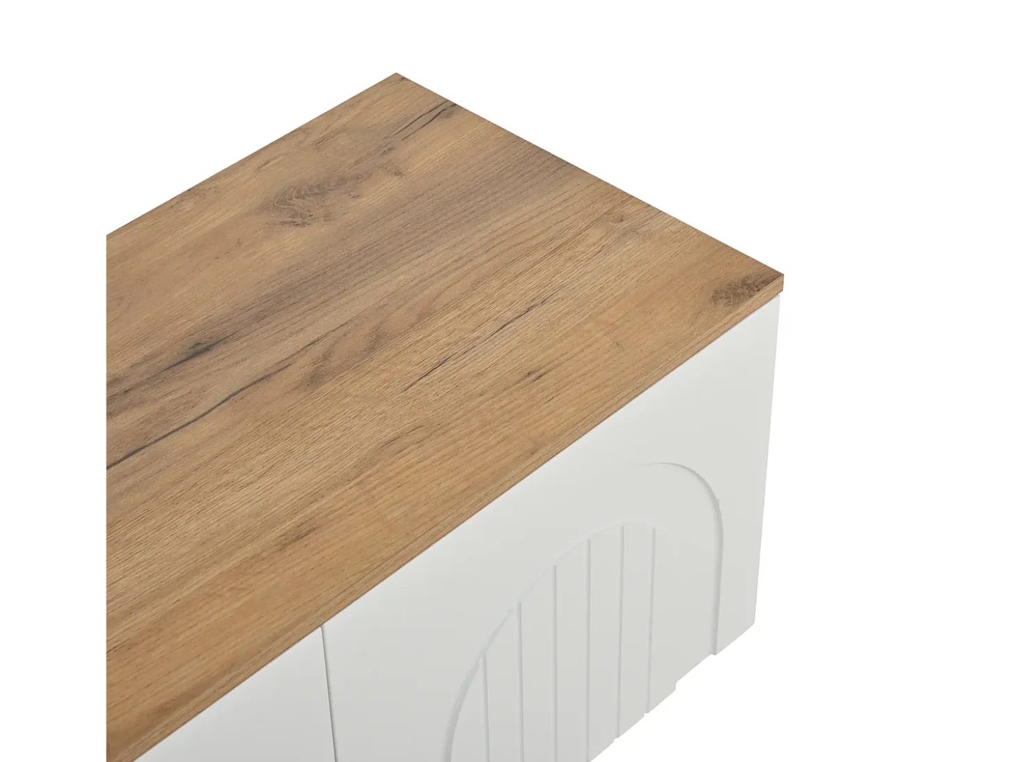 Mueble de TV 180x40x45 cm - 4 puertas - diseño moderno - MDF - Blanco + Natural