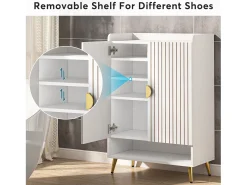 Mueble de zapatos con 2 puertas, 6 pisos, mueble de almacenamiento para zapatos, mueble de entrada para guardar zapatos, 75x 35x 110 cm (blanco)