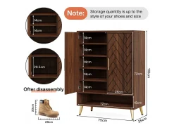 Mueble de zapatos con 2 puertas, mueble de almacenamiento de zapatos de 6 niveles, separadores ajustables, para el recibidor, salón, marrón