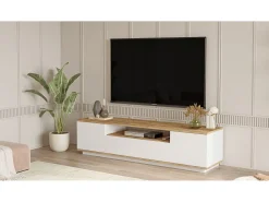 Mueble Elegante Tv Futura 180 Cm Pino - Blanco