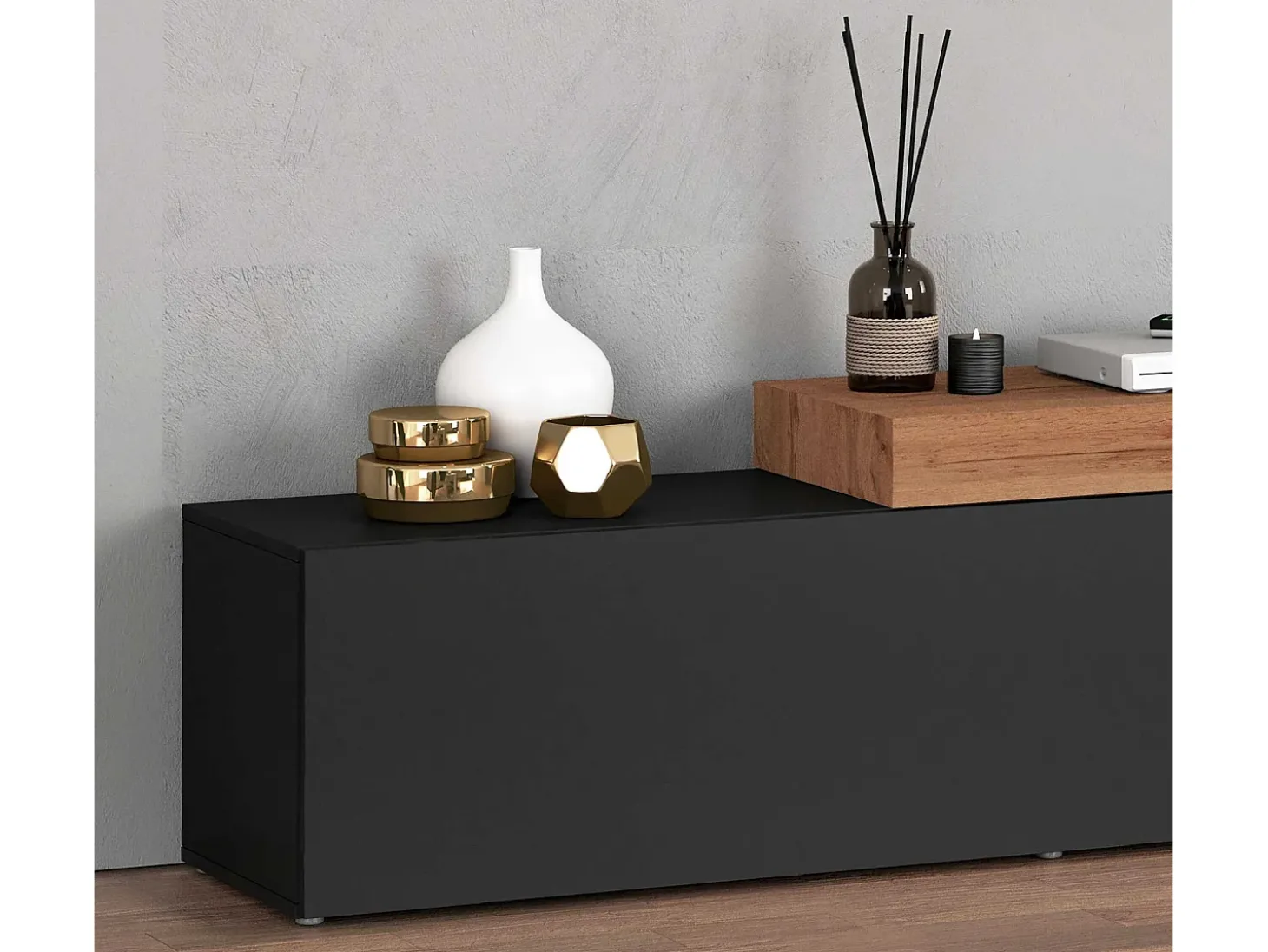 Mueble extensible para TV Chronos con 1 puerta abatible antracita/roble 190/350x40x51 cm