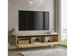 Mueble Luvio Tv Patas De Metal 160 Cm Fieltro-Negro